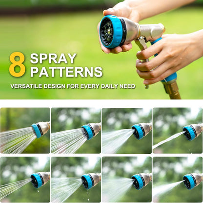 FANHAO Heavy Duty Garden Hose Nozzle, 100% Metal Water Nozzle with 8 Spray Patterns, High Pressure Hose Sprayer with Non-Slip Grip for Plants Watering, Cars Washing & Pets Bathing