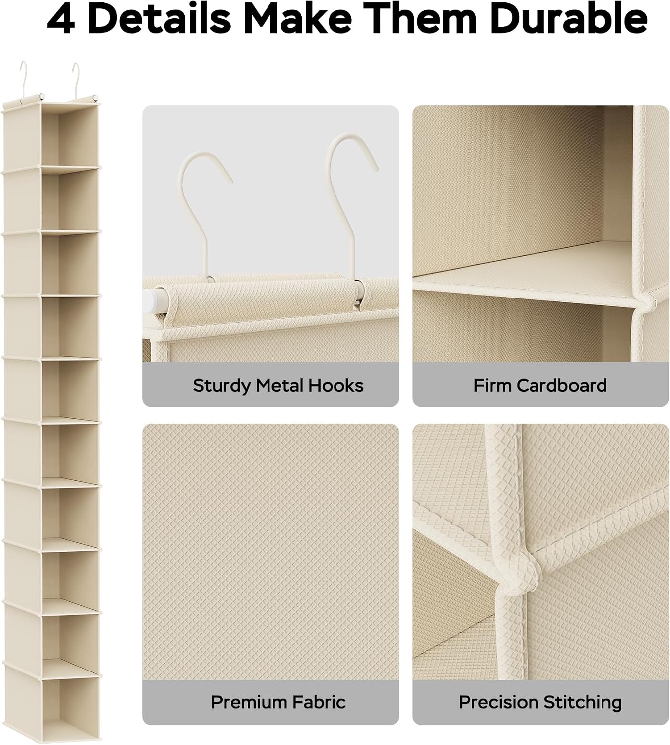 MAX Houser 10-Shelf Hanging Shoe Shelf Organizer, Hanging Shoe Storage for Closet,Pack of 2(Grey)