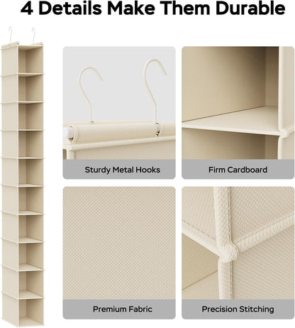 MAX Houser 10-Shelf Hanging Shoe Shelf Organizer, Hanging Shoe Storage for Closet,Pack of 2(Grey)