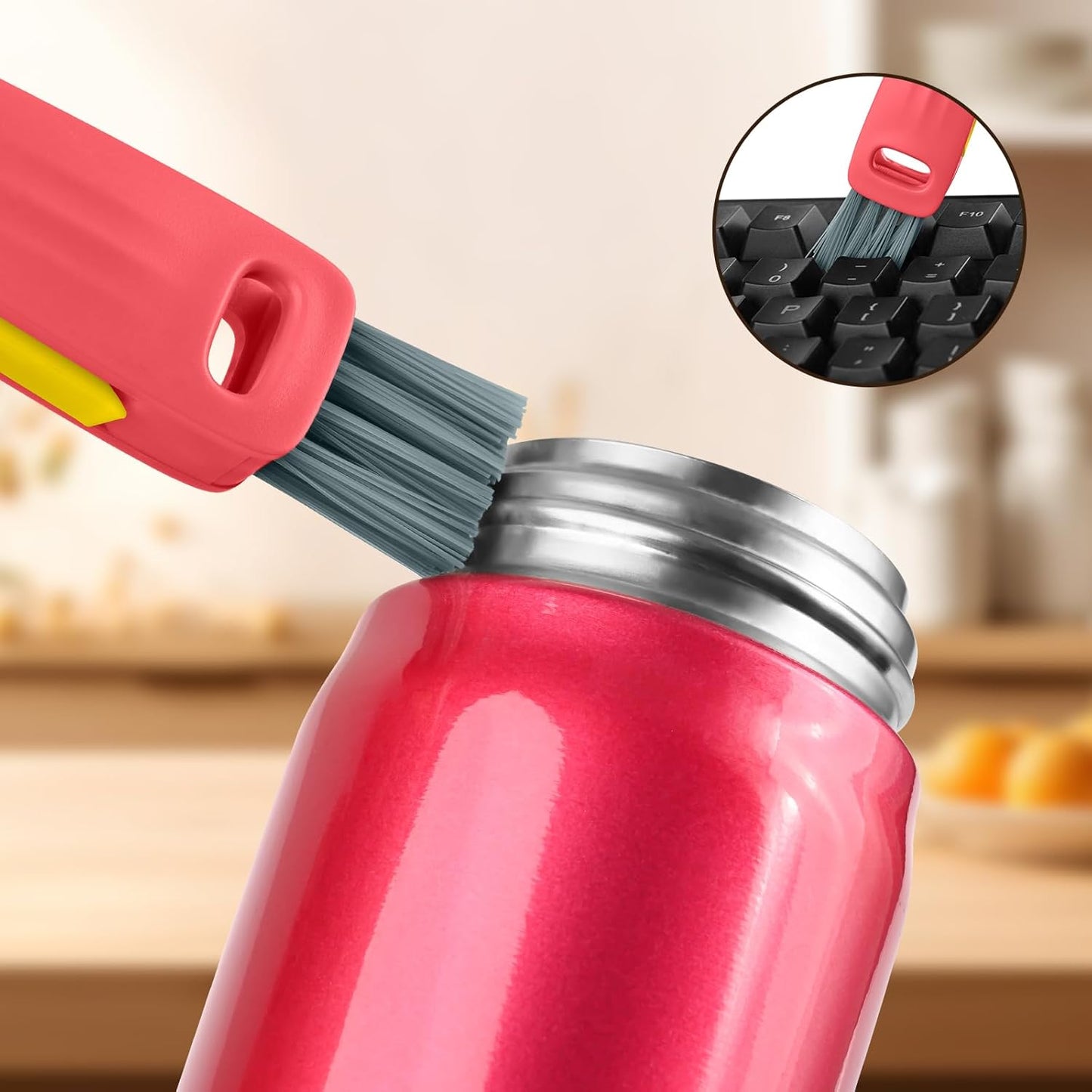 Wanme 3 in 1 Cup Lid Gap Cleaning Brush Set, Multifunctional Bottle Cleaning Brush, Cup Lid Gap Cleaner, Home Kitchen Crevice Brush Tools