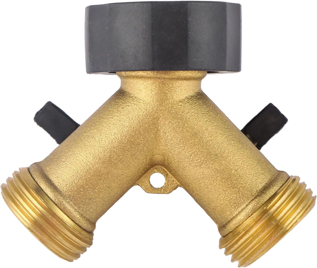 Garden Hose Splitter 2 Way Heavy Duty, Brass Faucet Adapter With Rubber Grip Handle For Gardening Water Hose Shut Off Valve Hose Connector Fittings Outdoor Water Spigot Hose Bib Y Splitter