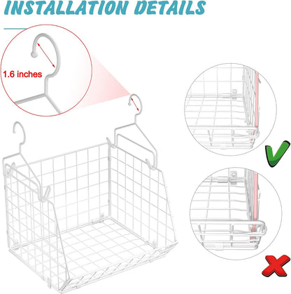 X-cosrack 3-Tier Hanging Closet Organizer, Laundry Room Organization | Space Saving Shelves with 1.65" Hook & 5 S-Hooks | Hanging Wire Baskets (12.4" W x 8.8" H x 10.24-11.8" D)