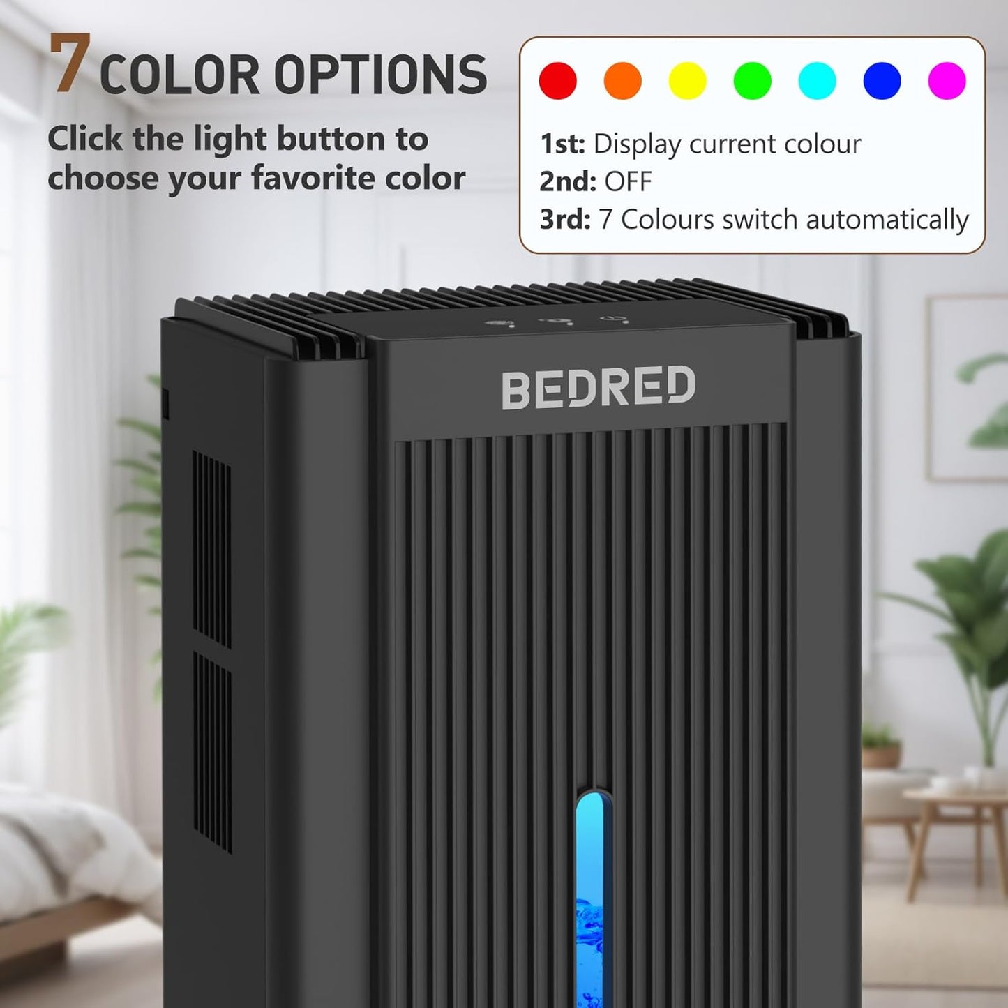 Dehumidifier, 95OZ Dehumidifier for Home 1000 Sq.Ft - Quiet with Auto Shut Off & Relaxing 7 Color Ambient Light,Ideal for Livingroom, Bedroom, Basement(White)