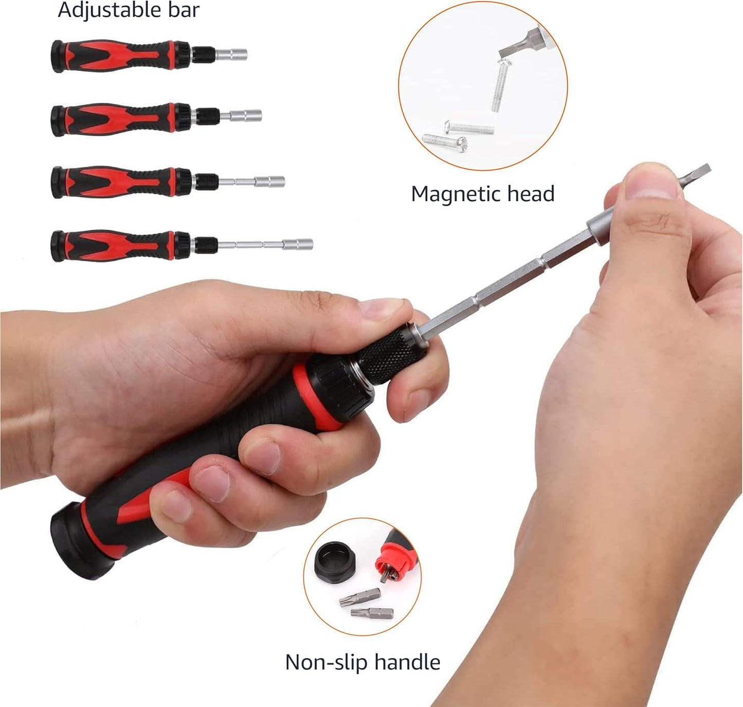 Amazon Basics 27-Piece Ratchet Screwdriver and Socket Set, Light-Duty T-Handle with Magnetic Bit Holder, Cr-V Steel, for Household DIY, Electronics and Appliance Repair, Compact Tool wit Hard Case