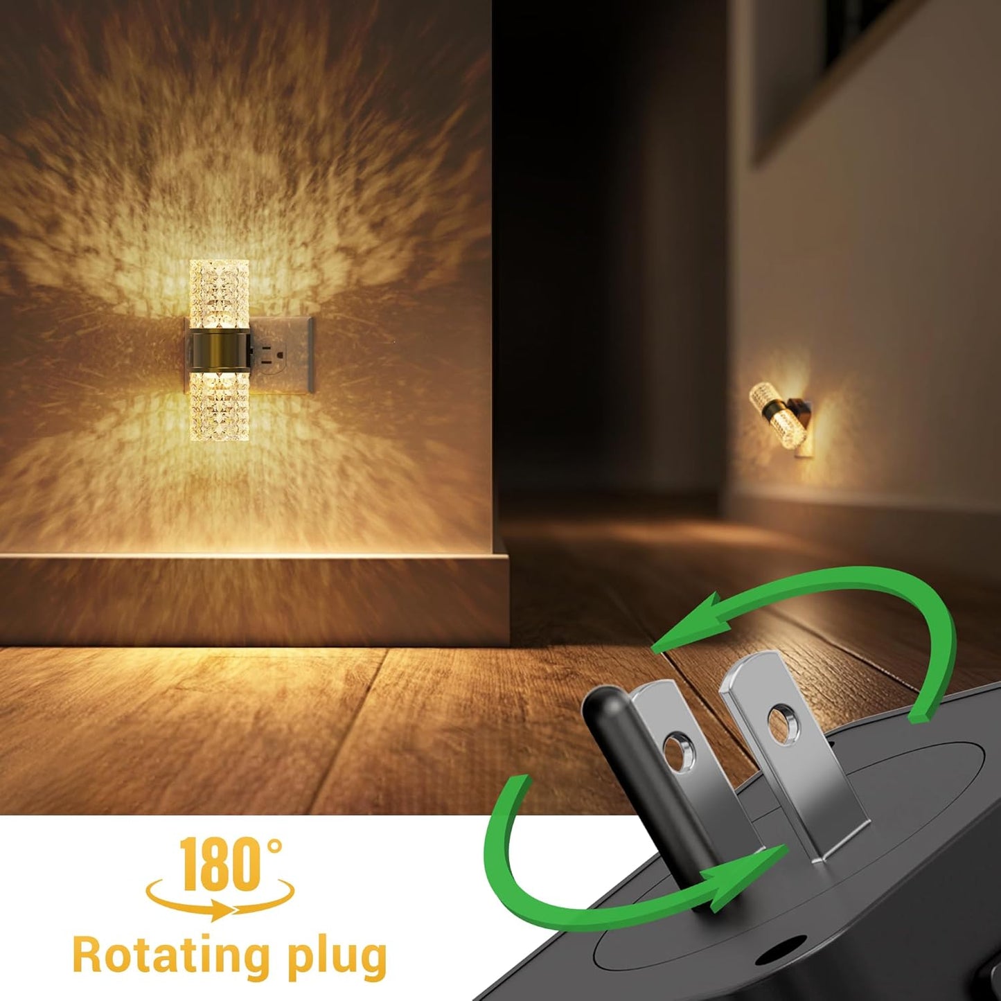 L LOHAS LED Night Light,Dimmable Night Lights Plug into Wall, 2 Pack Acrylic Nightlight with 0-100 LM Adjustable Brightness, 3000K Plug in Night Light with Dusk to Dawn Sensor, for Bathroom Hallway