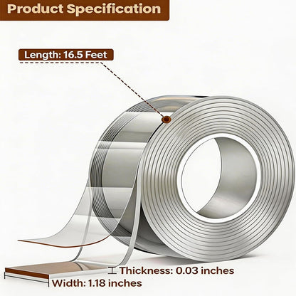 Heavy Duty Nano Double Sided Tape, Clear Removable Washable Reusable No Residue, 0.03"/0.07'Thick,16.5ft x 1.18in， Multiple Widths for Mounting Picture Carpet Poster