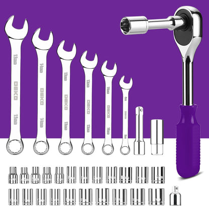 DEKOPRO 228 Piece Socket Wrench Auto Repair Tool Combination Package Mixed Tool Set Hand Tool Kit with Plastic Toolbox Storage Case