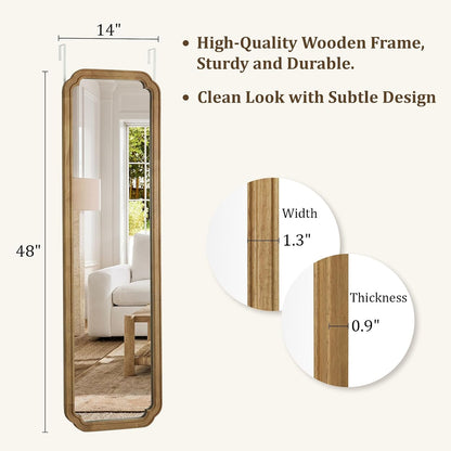 WallBeyond Full Length Mirror Wall Mounted 65"x22", Rustic Wooden Frame Floor Mirror, Large Full Body Mirror for Bedroom, Leaning or Hanging Against Wall, Natural