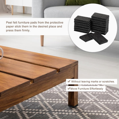 uxcell Furniture Pads, 16Pcs 1.4"x0.9" - Rectangle Self Adhesive Felt Furniture Pads, Hardwood Floor Protectors for Furniture Feet Chairs Legs (Brown)