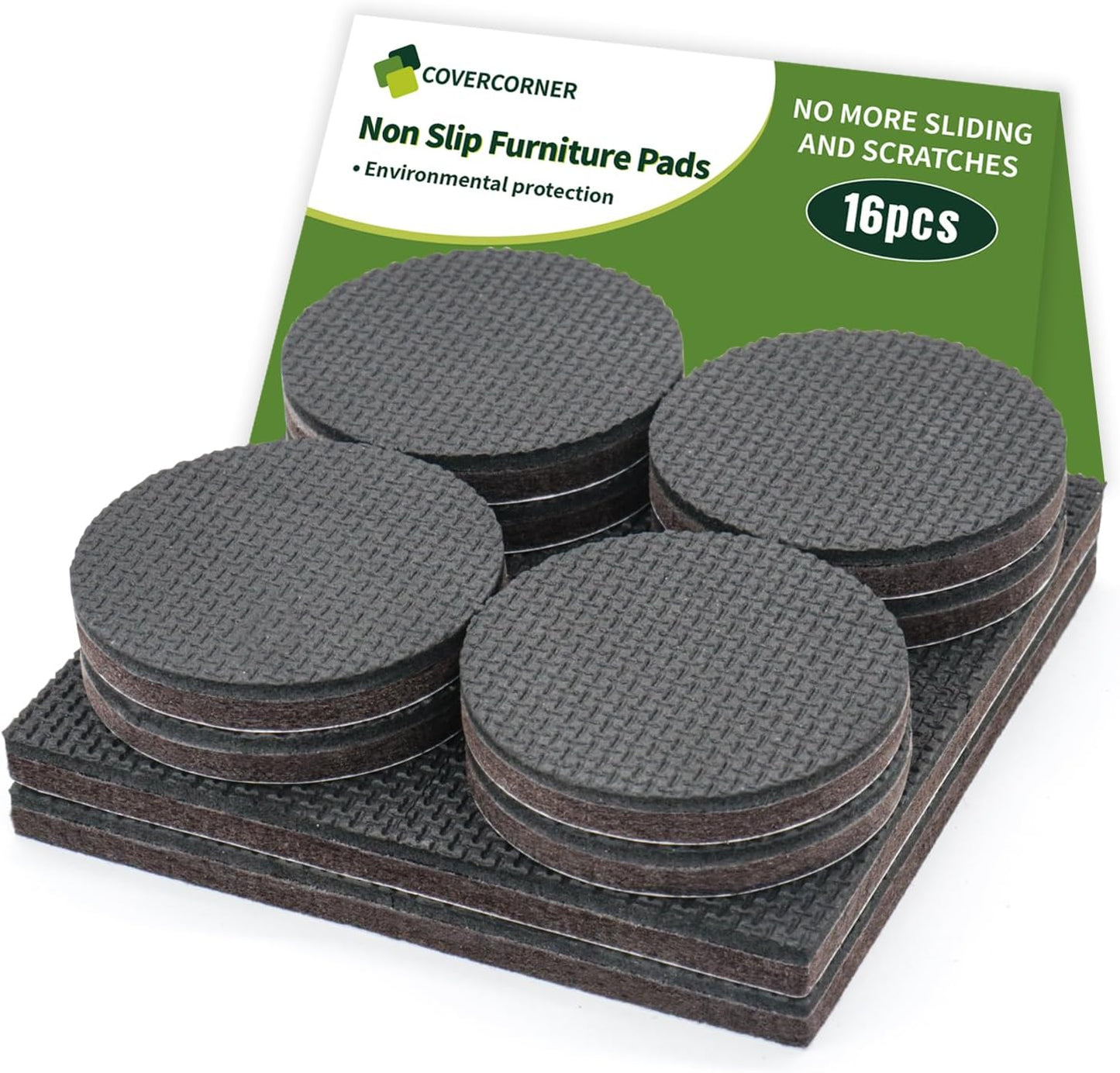 Non Slip Furniture Pads 36 PCS 1'' Square - Anti Slip Furniture Pads - Self Adhesive Rubber Feet Furniture Feet - Chair Leg Floor Protectors - Keep Furniture in Place