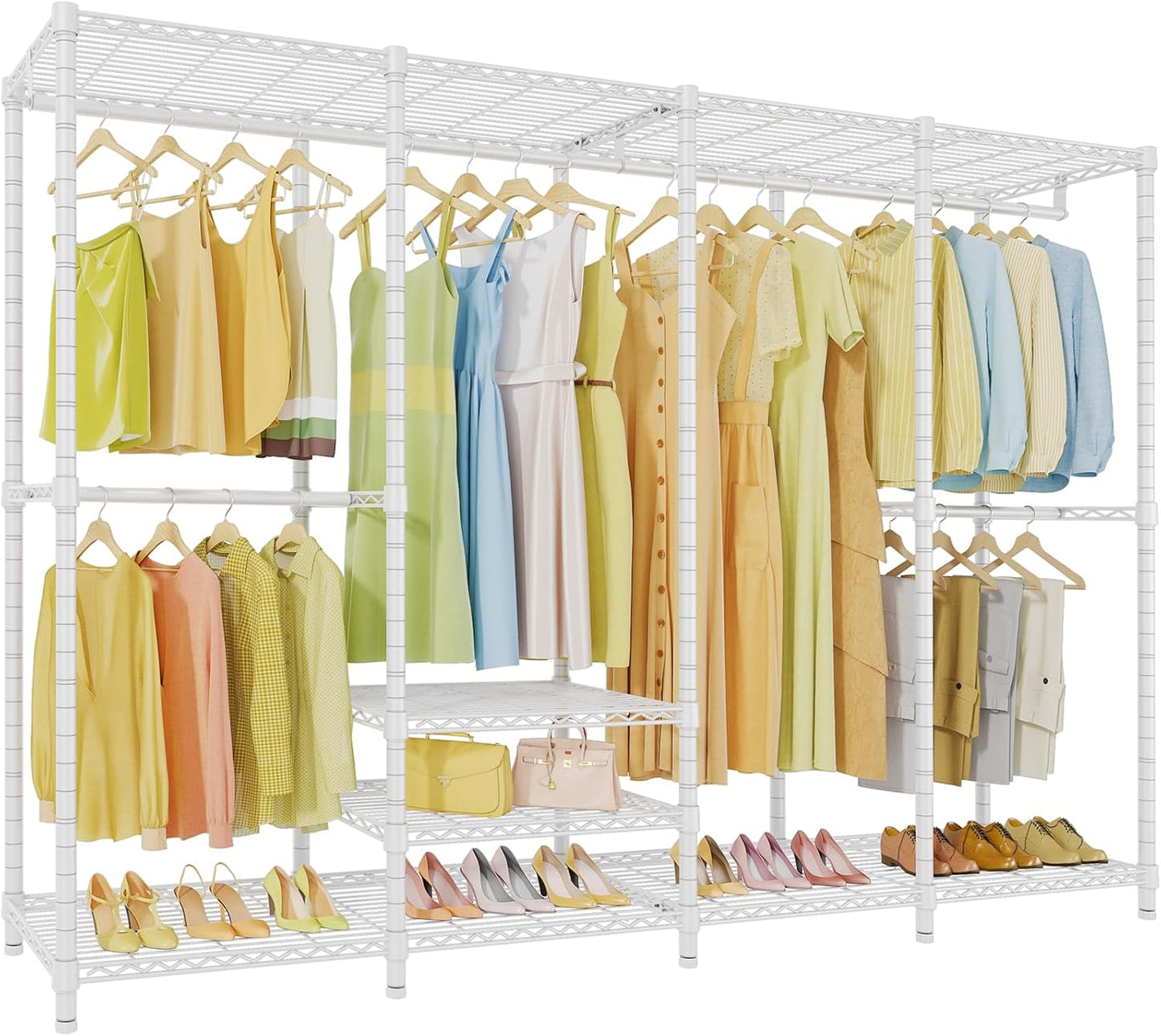 VIPEK V40 Heavy Duty Clothes Rack, 1110lbs Capacity Sturdy Metal Garment Rack, Clothing Rack with 6 Shelves & 4 Hang Rods, Adjustable Open Wardrobe Closet Organizer for Bedroom/Apartment/Retail, Black