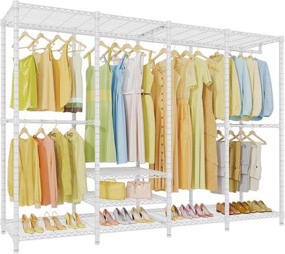 VIPEK V40 Heavy Duty Clothes Rack, 1110lbs Capacity Sturdy Metal Garment Rack, Clothing Rack with 6 Shelves & 4 Hang Rods, Adjustable Open Wardrobe Closet Organizer for Bedroom/Apartment/Retail, Black