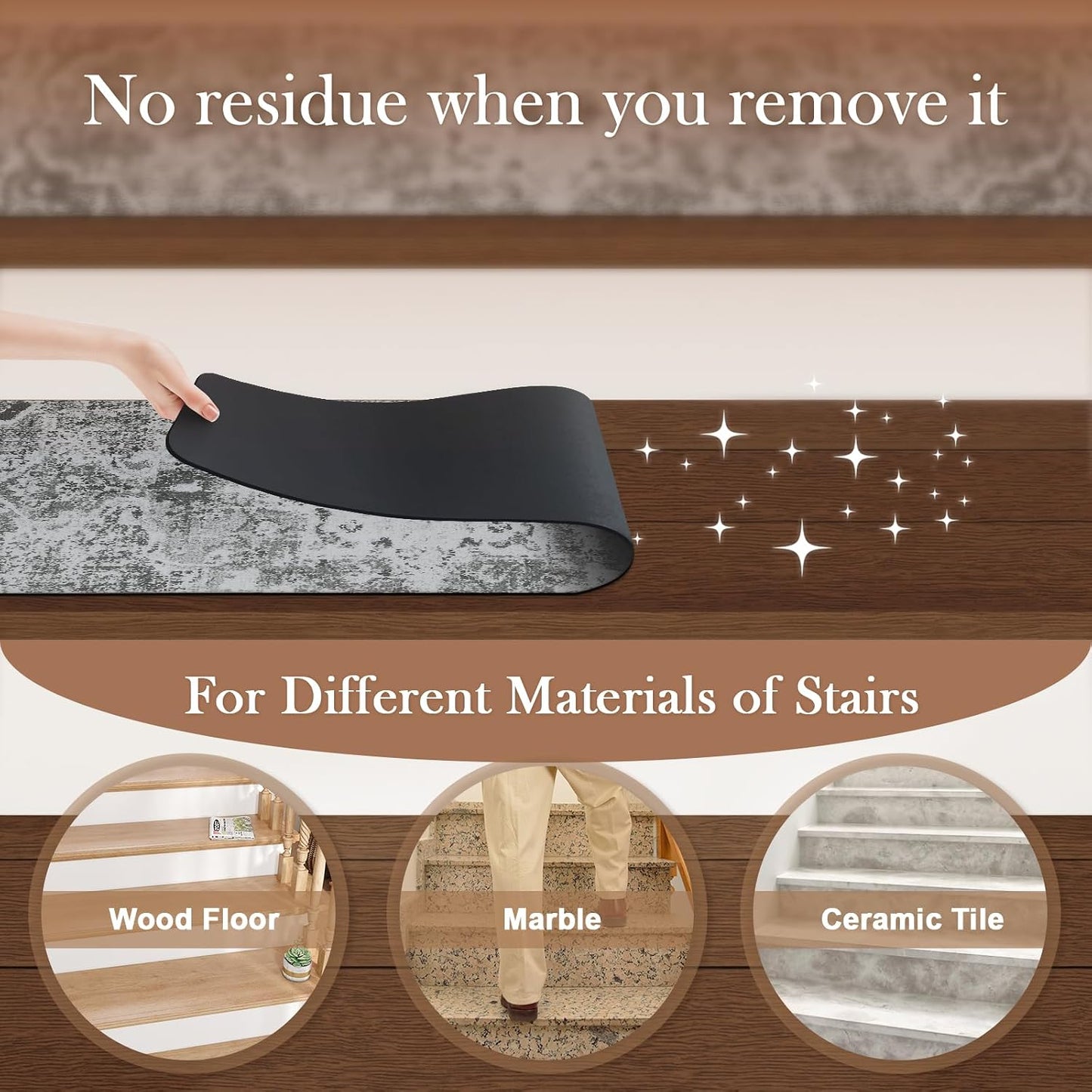 OJIA Non-Slip Carpet Stair Treads for Wooden Steps Set of 15, 30''X8'' Indoor Runner Resistant Rugs Rubber Safety Mats for Dogs, Kids & Elders, Stairway Grip