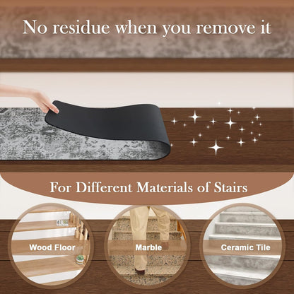 OJIA Non-Slip Carpet Stair Treads for Wooden Steps Set of 15, 30''X8'' Indoor Runner Resistant Rugs Rubber Safety Mats for Dogs, Kids & Elders, Stairway Grip