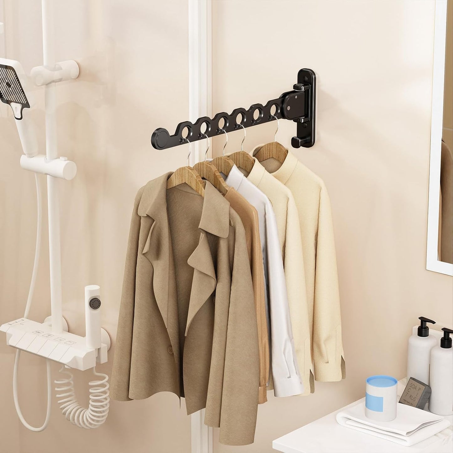 Wall Mounted Clothes Hanger Drying Folding Racks | Full 180° horizontal & vertical pivot