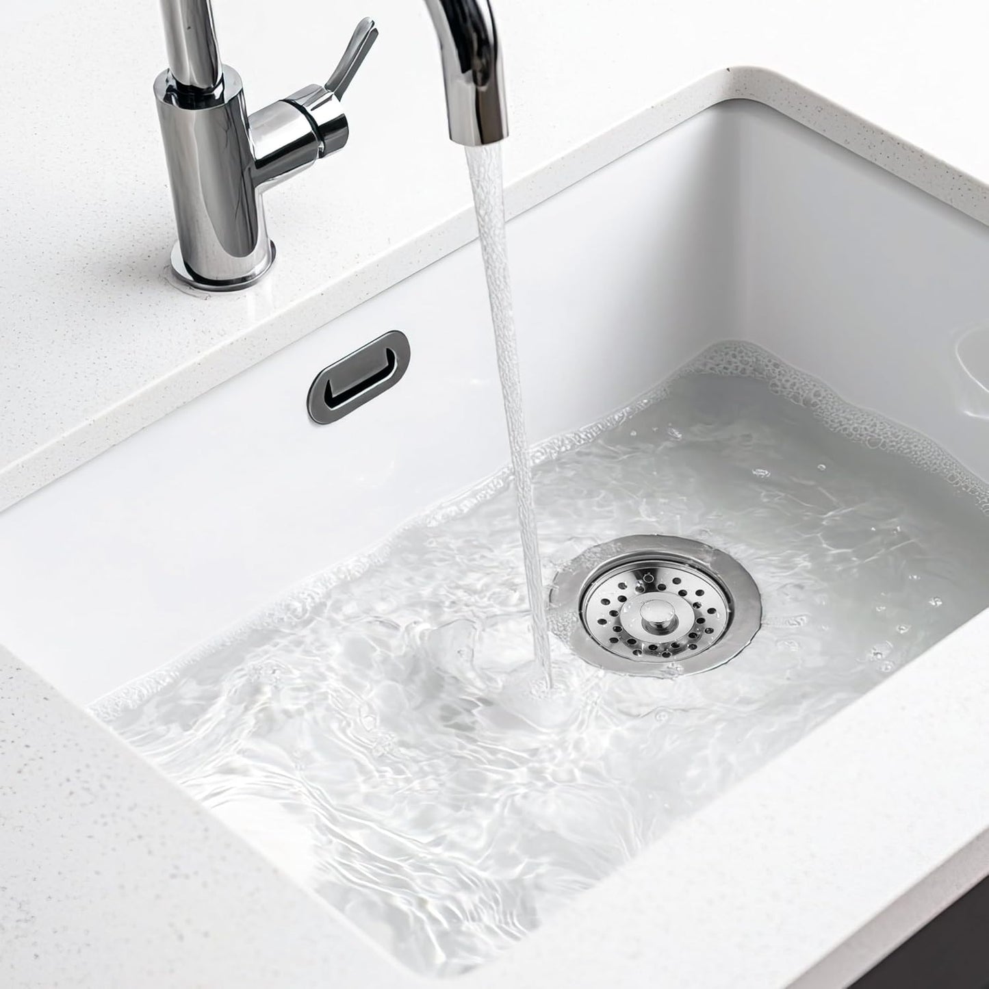 Pacific Bay Sink Strainer with Stainless Steel Basket, 3.5 inch Drain | Sink strainer with a removable stainless-steel basket. Stops clogs, resists rust. Fits standard 3.5-inch drains.