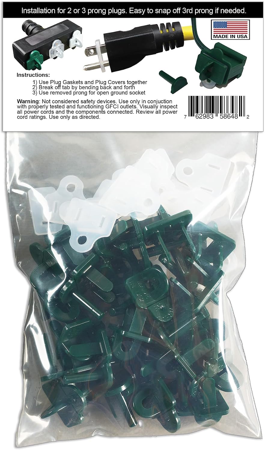 (Set of 10, White0 The Original Weatherproof Gaskets & Plug Covers - Made in USA, Outdoor Waterproof GFCI Protectors, Christmas Light Installation, Extension Cords, Stop GFCIs from Tripping