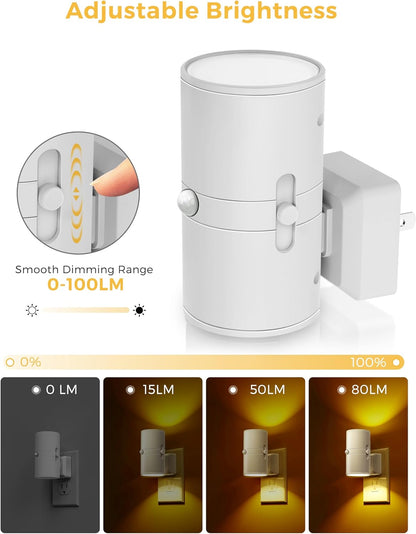L LOHAS LED Motion Sensor Night Light, Dimmable Night Lights Plug into Wall, Plug in Nightlight, Motion Sensor Light Indoor for Bathroom Hallway Bedroom Stairs Kids Elderly [3000K,2 Pack]