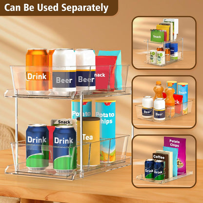 Fabspace Bathroom Under Sink Organizers and Storage, 2 Tier Vanity Countertop Pull-out Cabinet Organizer, Storage Container, Multi-Purpose Kitchen Pantry Organization with Dividers, 2 Packs