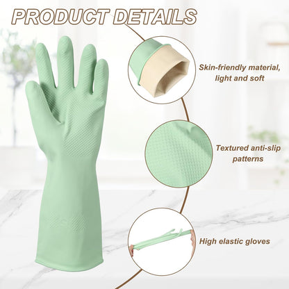 uxcell Rubber Cleaning Gloves, Reusable Household Dishwashing Long Rubber Gloves with Non-slip Grip