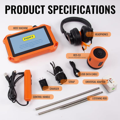 Underground Water Leak Detectors for Home PQ125A Wall Pipe Water Leakage Detection with Touchscreen Earphone and Carrying Case Multi Sensor Acoustic Pipeline Sound Intensifier