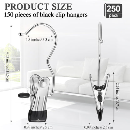 Yinder 150 Pcs Boot Hangers Clips Laundry Hooks Hanging Stainless Steel Clothes Pins Portable Clip Hangers for Closet Travel Socks Pants Handbags Hats Towels (Beige)