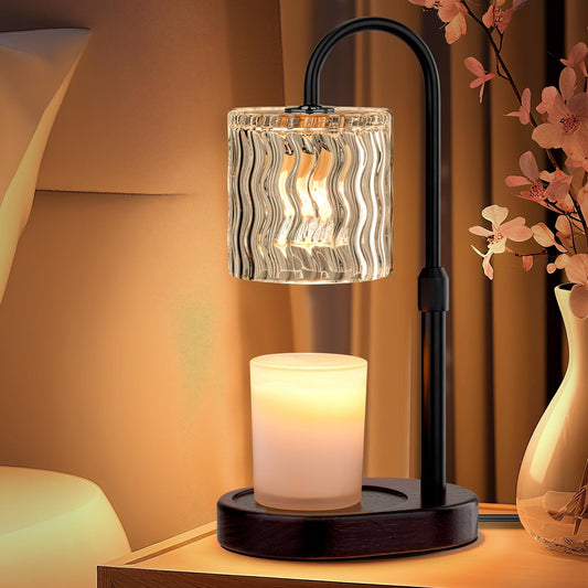 Candle Warmer Lamp Electric: Dimmable Timer Candles Warming Lamps - Height Adjustable Burner Jar - No Flame Scented Melts Wax - All Candle Jars Table Light Home Decor