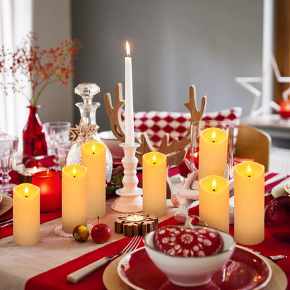 YOROXRG Set of 24 Waterproof Outdoor Flameless Candles, LED Candles with 4 Remote and Timer,(H 4" 5" 6" x D 2.2"),for Christmas,Halloween,Wedding,Festival