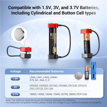 Hard Shell Battery Organizer Holder with Small Battery Tester, IP68 Waterproof Multi 82 Slots Batteries Vault Case for 40 AA & 12 AAA & 12 CR2032 CR2025 & 18 LR44 Button Cell/2 D Size Batteries Case