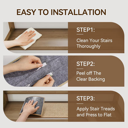 YDKGL Stair Treads Non Slip for Wooden Steps Indoor 15 Pack, Reusable Peel and Stick Adhesive Stair Treads Runner Rugs, Stair Carpet Floor Mats for Elders Pets, Easy to Install, Brown 8" x 30"