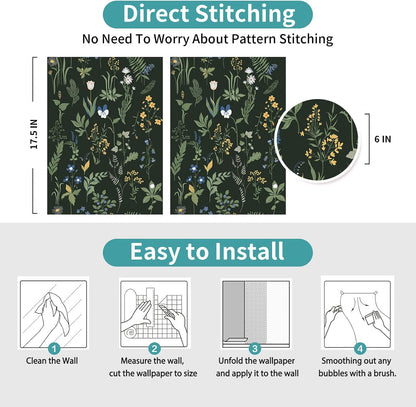 Removable Peel and Stick Wallpaper Boho 17.5 x 118 in Floral for Bedroom Bathroom Easy Peel Off Stick on Wallpaper Contact Paper Renter Friendly Wall Paper