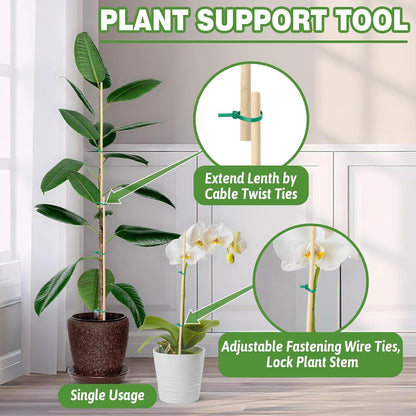 AUGSHY Plant Stakes 18 Inch, 40 PCS Natural Bamboo Garden Stakes | Eco-Friendly Reusable Natural Bamboo Material Splinter-Free Polished Surface Balanced Strength & Adjustable Support