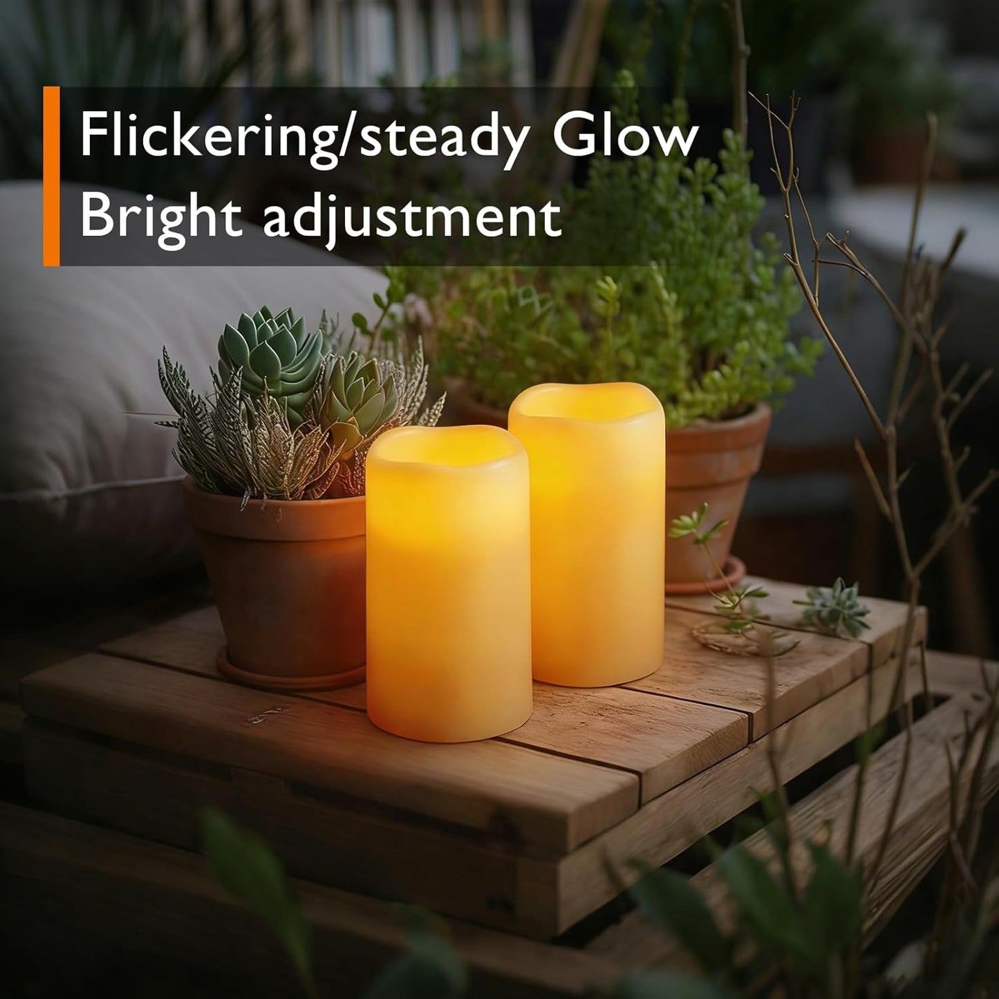 Homemory 3 Pack Flameless Candles, Outdoor Waterproof, Battery Operated LED Pillar Candles with Remote Control and Timer, Plastic, Long Lasting，4”5”6”