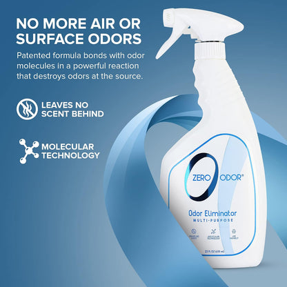 Zero Odor – Multi-Purpose Odor Eliminator - Air & Surface Odor – Patented Technology for Bathroom, Kitchen, Fabric, Closet- Smell Great Again, 16oz