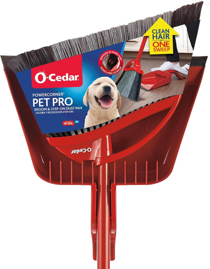 O-Cedar Strong Sweep Broom and Dustpan Set with Detail Brush | Indoor Outdoor Heavy Duty Stiff Bristle Broom | Step-On Dust Pan