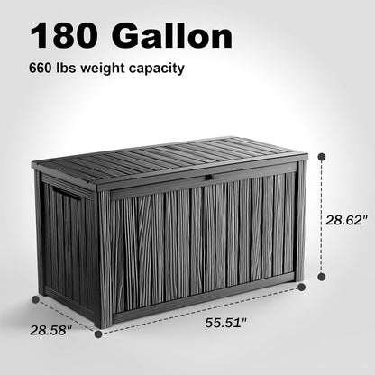 PatioZen 100 Gallon Resin Deck Box, Lockable Patio Outdoor Storage Box for Furniture, Garden Tools and Tools Storage, Waterproof Outside Storage Boxes - Black
