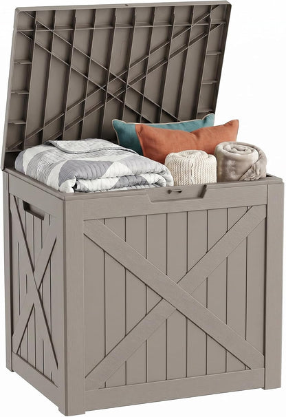 30 Gallon Outdoor Deck Box, Lockable Waterproof Outdoor Storage Boxes For Garden Tools,Indoor Cushions,Accessories Outside Storage Resin Weatherproof Container(Black)