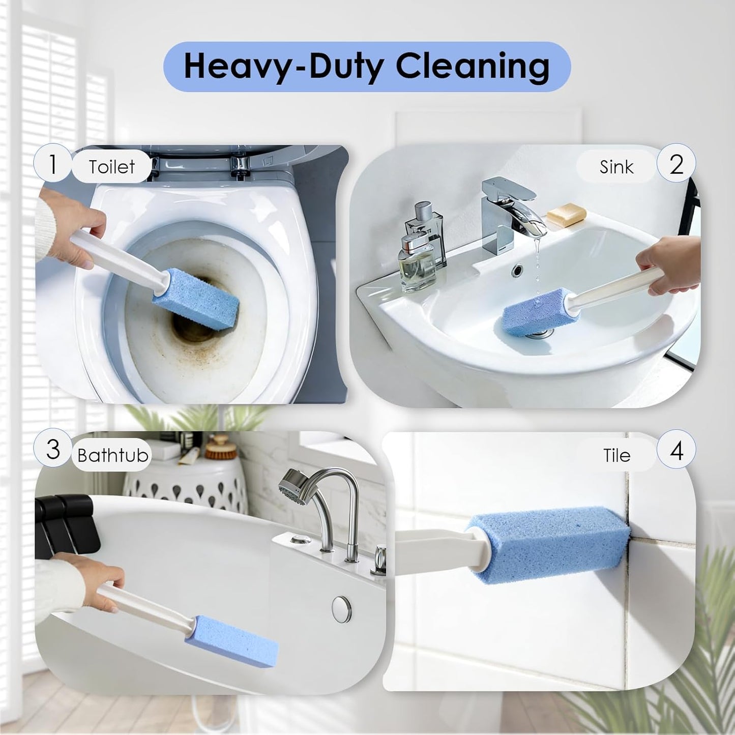 Toilet Cleaner Brush, Silicone Toilet Brush+Pumice Stone for Toilet Cleaning, with Non-Slip Long Handle, Wall Mounted/Floor Standing, Toilet Brush Set for Bathroom RVs