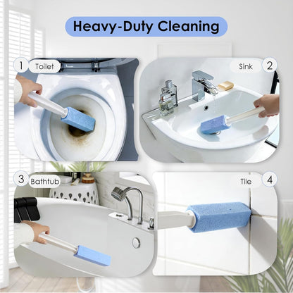 Toilet Cleaner Brush, Silicone Toilet Brush+Pumice Stone for Toilet Cleaning, with Non-Slip Long Handle, Wall Mounted/Floor Standing, Toilet Brush Set for Bathroom RVs