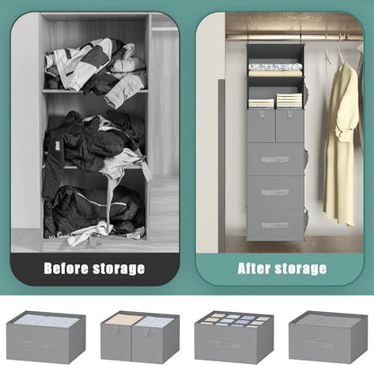 6-Shelf Hanging Closet Organizer with 5 Drawers, Non-Woven Storage, Black | Spacious compartments sort clothes & undergarments; foldable drawers add hidden storage for closets, wardrobes or RVs.