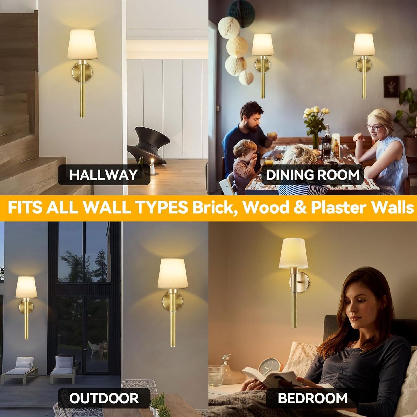 Neddie Battery Operated Wall Sconce Set of 2,Gold Rechargeable Wall Sconce,3 Dimmable Light Bulbs with Remote Control – 12-Color Wireless Wall Sconces, Ideal for Bedrooms, Living Rooms& Hallways