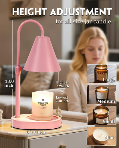 Candle Warmer Lamp Wood with Timer, Dimmable Electric Candle Lamp Warmer for Jar Candles, 2*35 Watt Bulb, Mothers Day Birthday Gifts for Women Men, Decorative Wooden Candle Lamp for Bedroom Home Decor