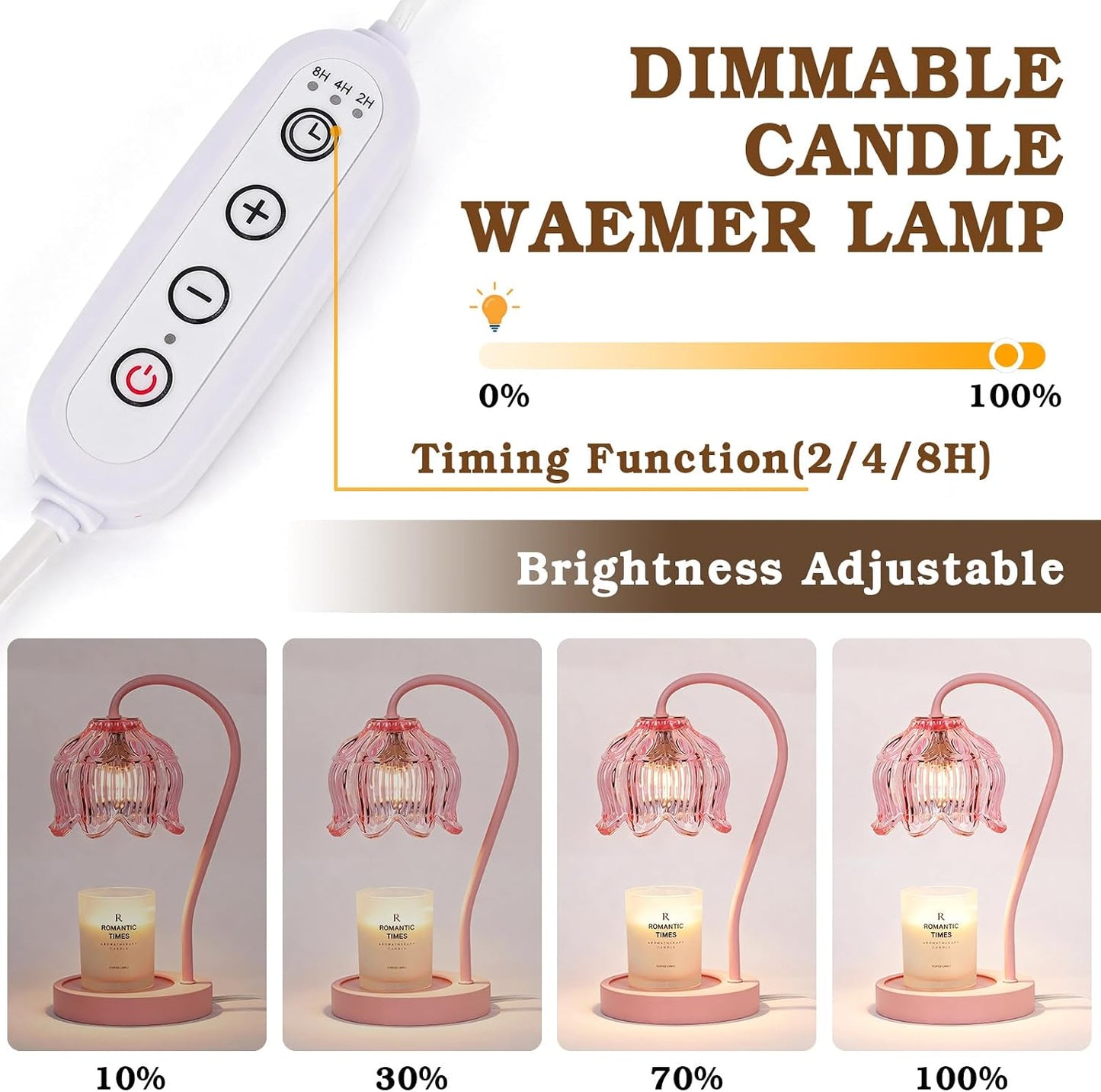 Funistree Flower Candle Warmer Lamp with Timer, Dimmable Candle Lamp Warmer, Christmas Birthday Gifts for Women Mom Her, Housewarming Home Decor, Lotus Wax Warmer for Yankee Candles - Lily Amber