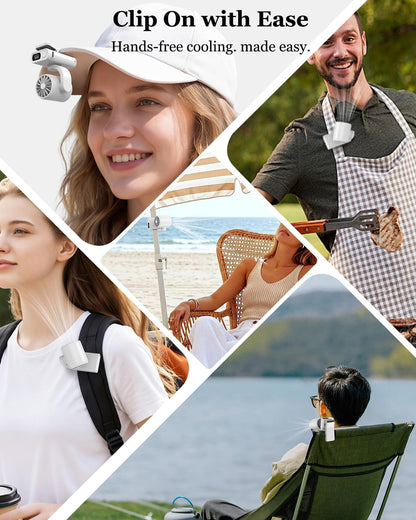 3 in 1 Clip On Portable Fan, Quiet Lash Extension Fan, Baby Stroller Fan, Rechargeable Handheld Pocket Fan with LED Display, 5 Speed 8000RPM Turbo Cooling Fan for Travel, Concert, Office, Makeup,Desk
