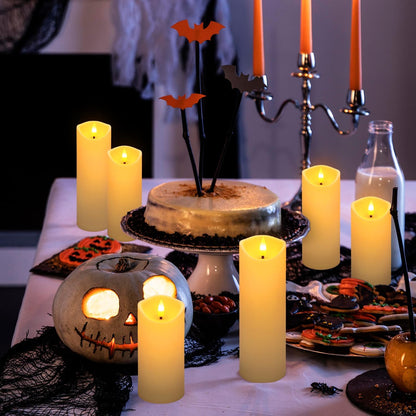 YOROXRG Set of 24 Waterproof Outdoor Flameless Candles, LED Candles with 4 Remote and Timer,(H 4" 5" 6" x D 2.2"),for Christmas,Halloween,Wedding,Festival