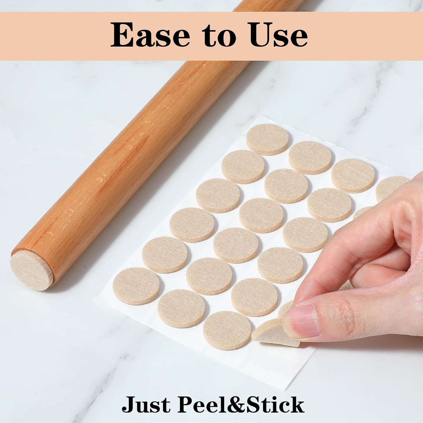 96 Pcs Felt Furniture Pads for Hardwood Floors, Self Adhesive Chair Leg Floor Protectors Non Slip Anti Scratch Felt Pads for Furniture Feet, 3/4" Round, Beige