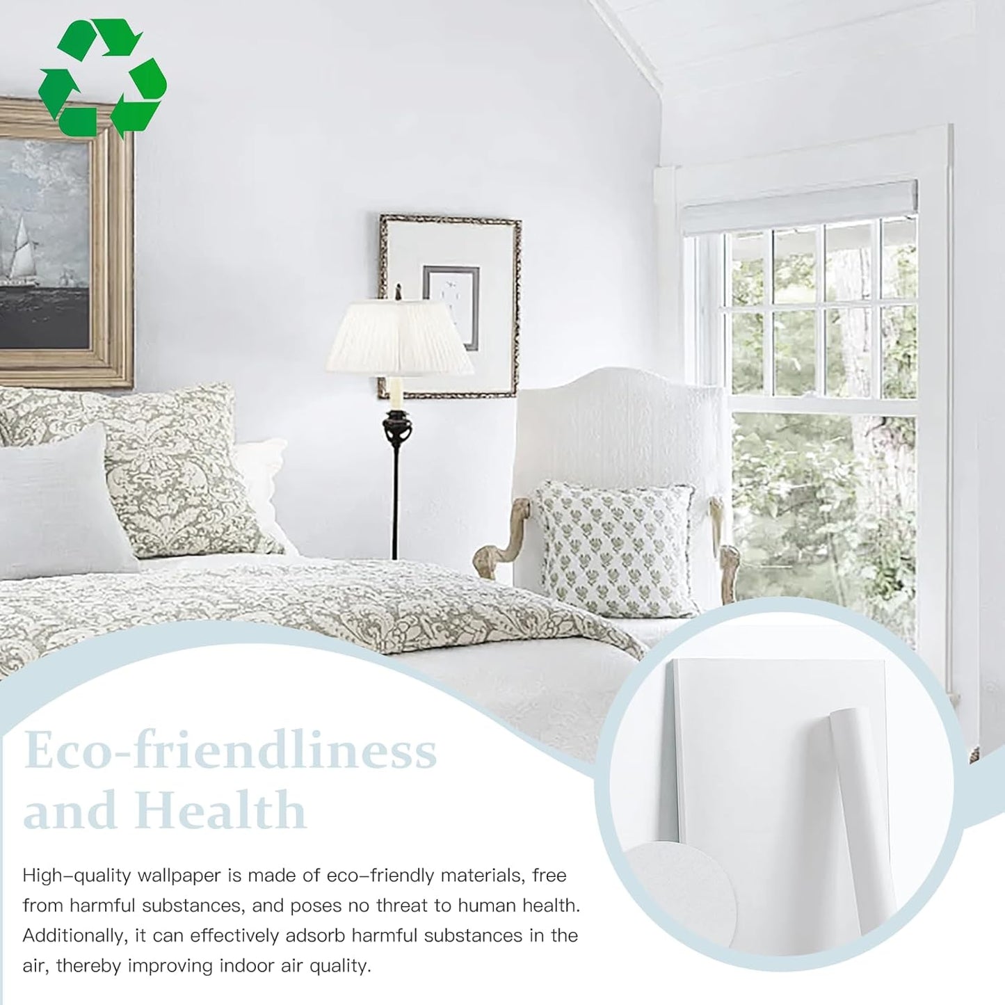 Dimoon 17.7''x118'' Peel and Stick Wallpaper White Contact Paper for New Environmentally Friendly Materials Thickening Upgrade Embossed Renter Friendly Wall Paper Modern Vinyl Wrap Countertop Bedroom