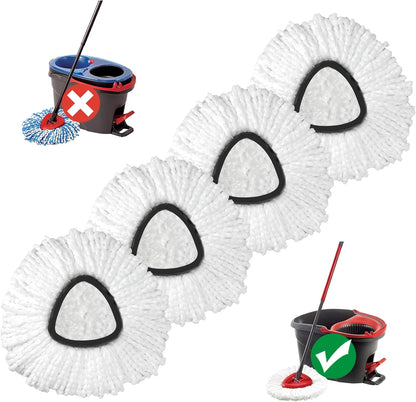 [2026 New Version] Mop Head Replacement - 40% More Cleaning Power, 3 Pack Spin Mop Replacement Head for Easy Wring 1-Tank System, Easy Cleaning, Microfiber and Machine Washable
