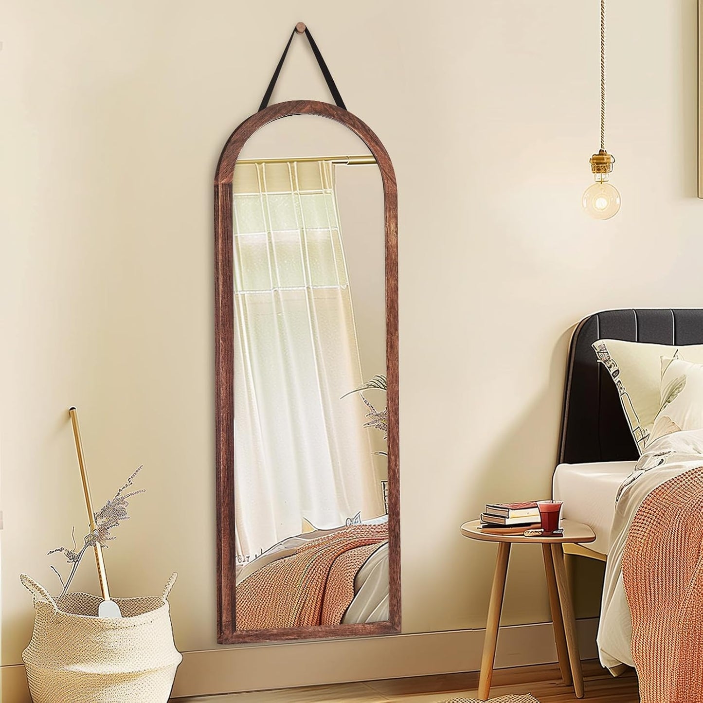 Full Length Mirror 65"x22" with Stand Solid Wood Frame Floor Large Mirror for Living Room, Bedroom Hanging Standing or Leaning Wall-Mounted, New Black