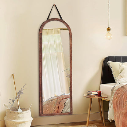 Full Length Mirror 65"x22" with Stand Solid Wood Frame Floor Large Mirror for Living Room, Bedroom Hanging Standing or Leaning Wall-Mounted, New Black